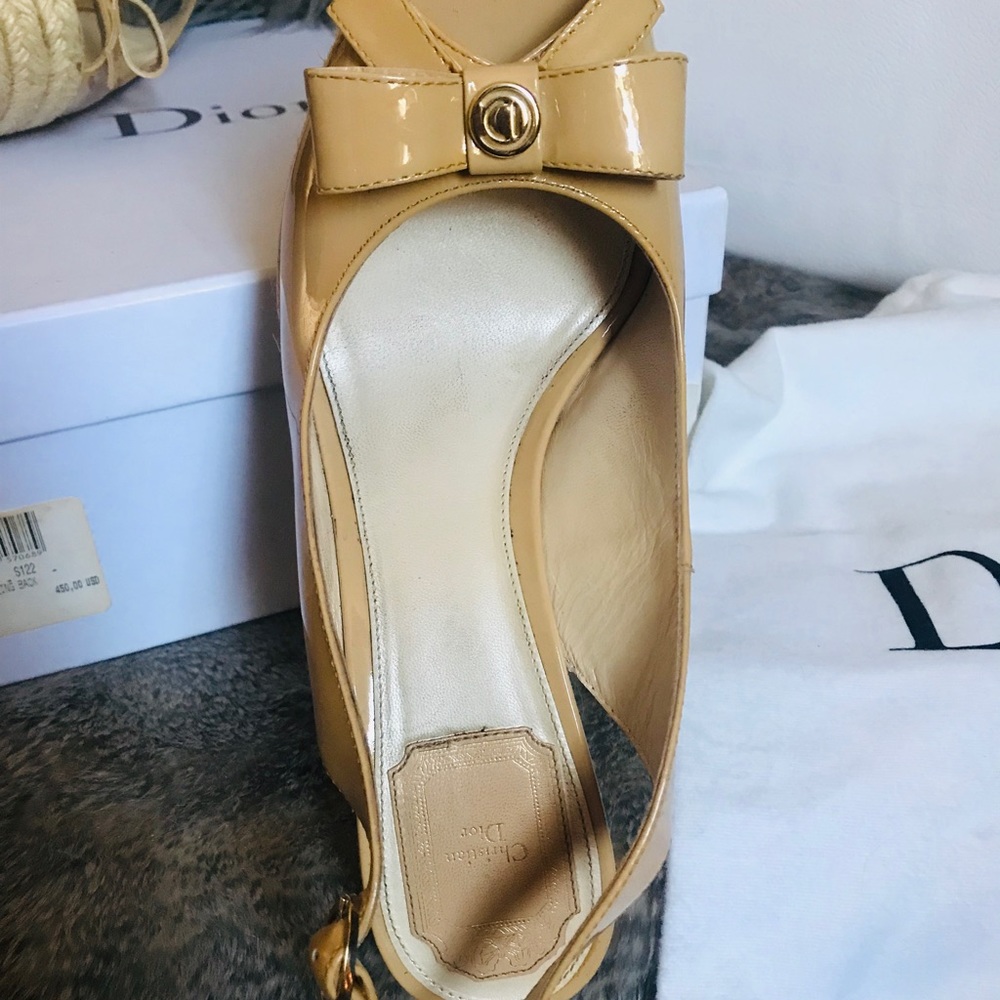 Christian Dior authentic Bow Sling Back Wedges size 38 - Picture 8 of 13